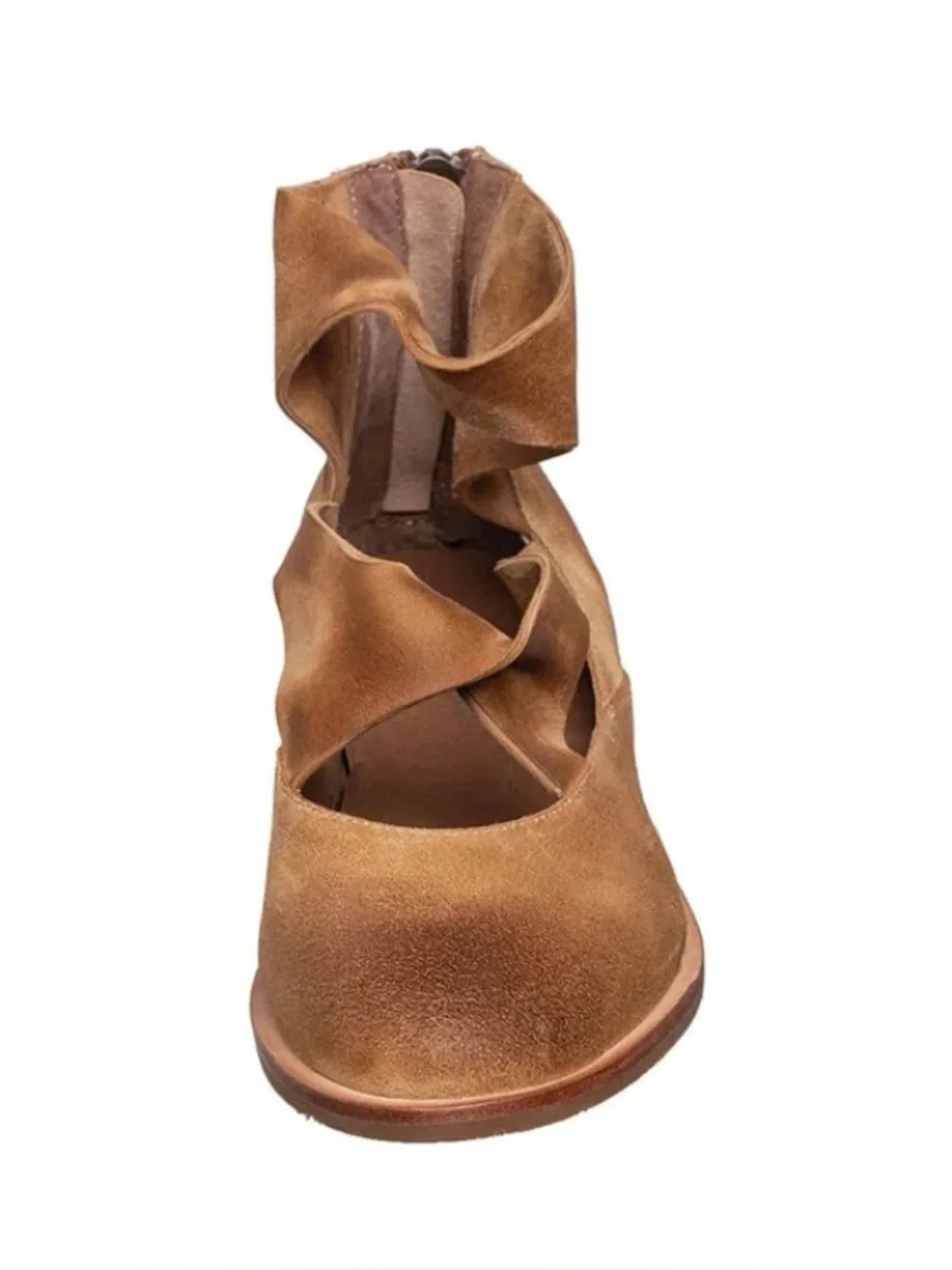Antelope Lalana Suede Back-Zip Flats In Taupe Women’s Size 38 EU New In Box